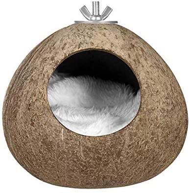 Balacoo Casa de Aves de Cáscara de Coco – Cáscara de Coco Natural Nido de Pájaro Jaula Jaula Lugar de Cría para Periquitos Loros Mascota (Sin Pelusa Blanca)